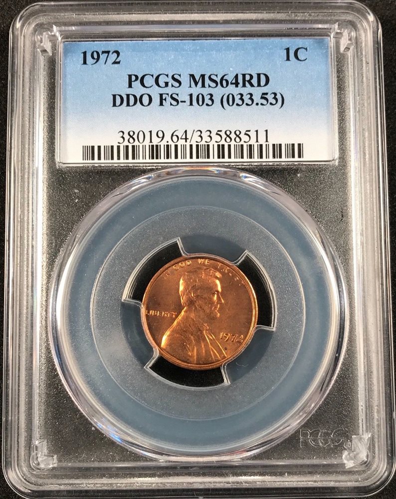 1972 Lincoln Cent DDO FS-103 MS64RD PCGS