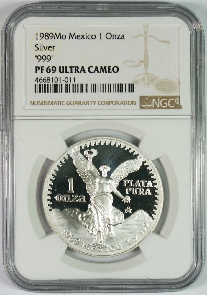 1989-Mo Mexico Proof Libertad 1 Oz. Plata Pura Silver Coin
