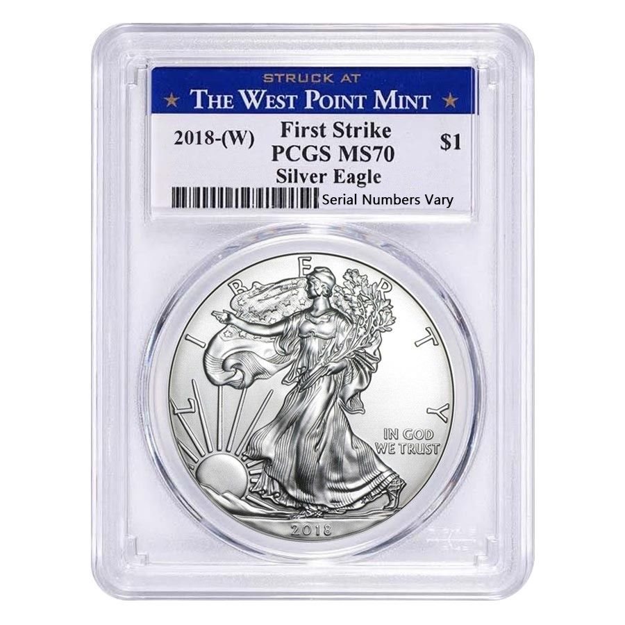 2018 (W) 1 oz Silver American Eagle $1 Coin PCGS MS 70 First