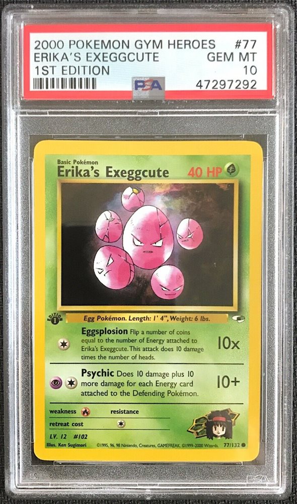 1995 exeggcute pokemon card value Erika's Exeggutor Gym Heroes 1st Edition 44/132 CGC 9.5 – TBC Games main image 1