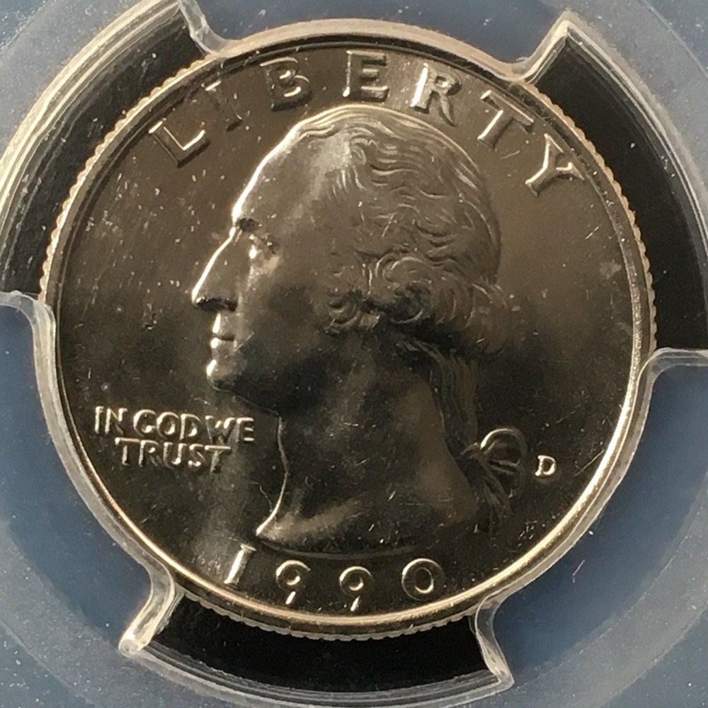 1990-D 25C Washington Quarter Dollar PCGS MS66 83665970, MS66