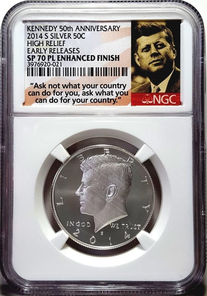 ケネディ　アンティークコイン　SP 70 PL ENHANCED FINISH 2014-S KENNEDY 50th ANNIVERSARY SILVER NGC SP 70 PL ENHANCED