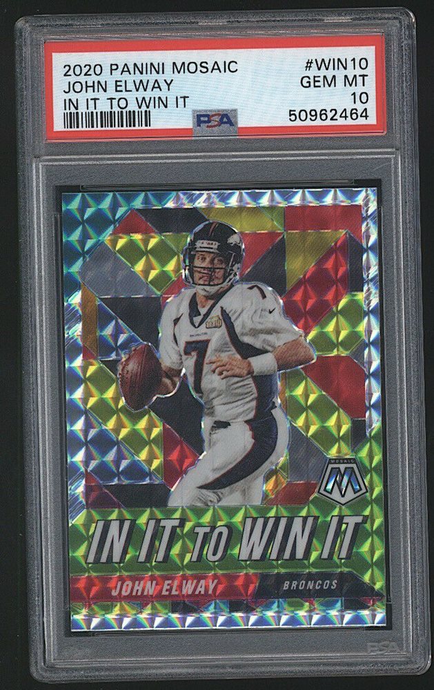 2020 PANINI MOSAIC IN IT TO WIN IT JOHN ELWAY IN IT TO WIN IT WIN10 GEM MT 10 back