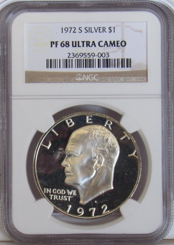 PCGS PR69DCAM 1972年 S $1 シルバー アイゼンハワー 1972-S Silver Eisenhower Ike Proof Dollar $1 PCGS PR69DCAM