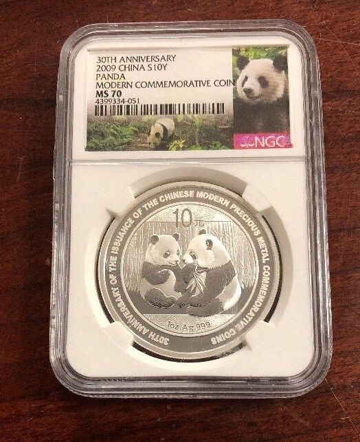 2009 China Panda 30th Anniversary 10 Yuan NGC MS70 1 Ounce Silver Coin Sale!