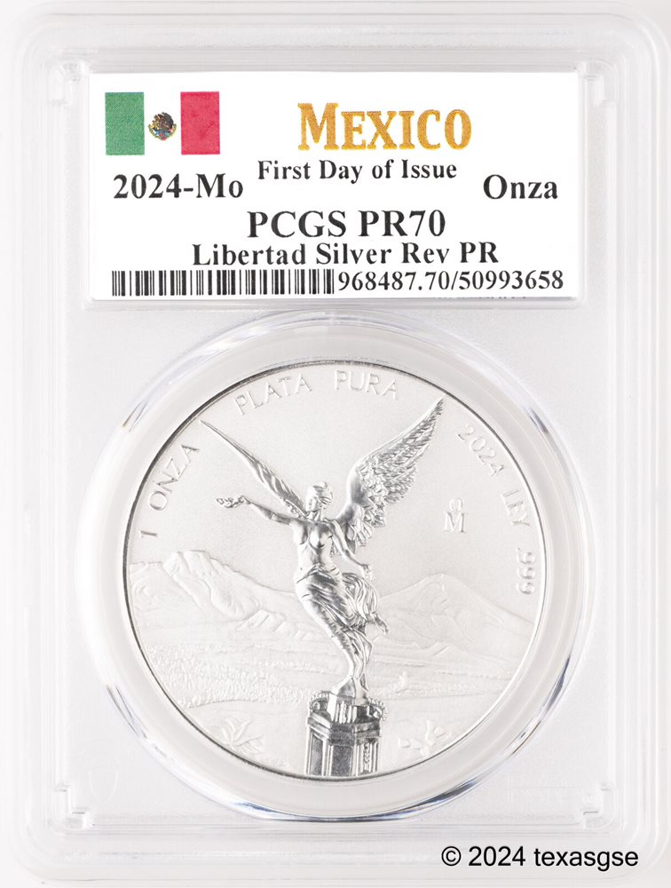 2024 Mexican Libertad 1oz Silver Reverse Proof PCGS PR70 First Day