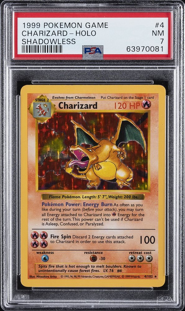 how much is a holographic charizard card worth PSA 7 NM main image 1