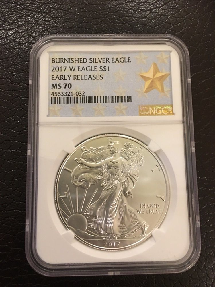 Blue Label Early Releases 2017 W Burnished Silver Eagle NGC MS70