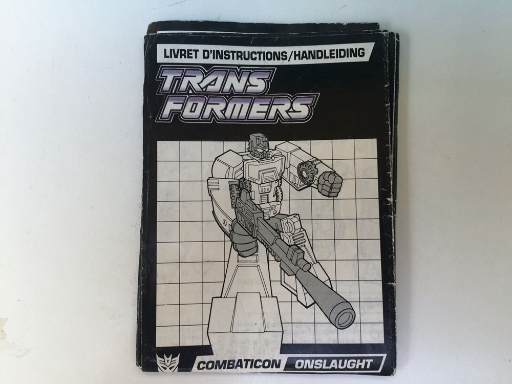Transformers G1 ONSLAUGHT bruticus instructions book ma