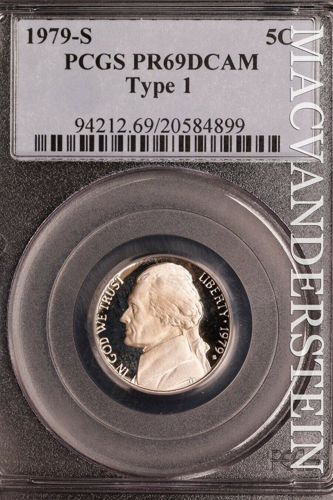 1979-S Jefferson Nickel- PCGS-PR69DCAM Type-1- Gem Proof #SLi414