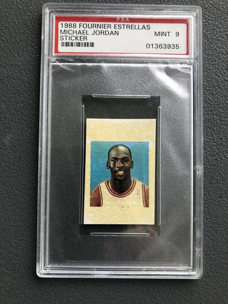 1988 Michael Jordan Fournier Estrellas Sticker PSA 9 ra