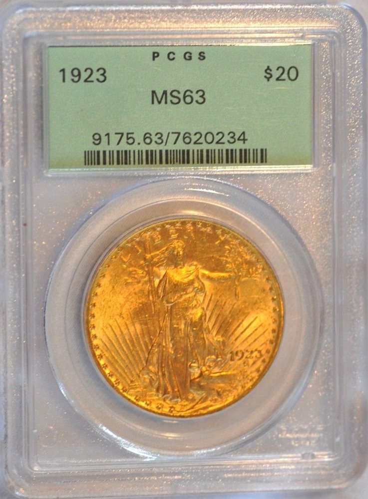 1923 US Gold $20 Saint-Gaudens Double Eagle PCGS MS64