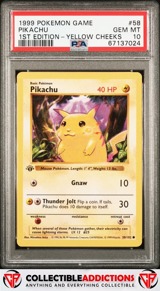 PSA10 ピカチュウ 英語版 1st 初版 Yellow Cheeks Auction Prices Realized Tcg Cards 1999 POKEMON GAME Pikachu