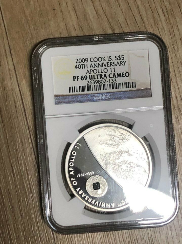 Rare 2009 $5 Cook Island 40th of Apollo 11 moon Meteorite