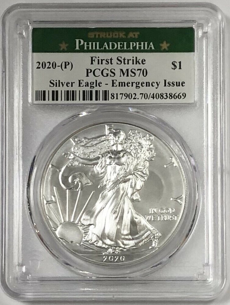 2020 (P) $1 American Silver Eagle PCGS MS70 Emergency Production