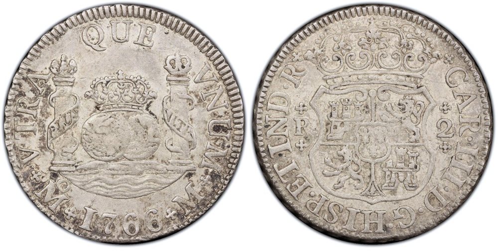 1766 Mexico City 2 Reales Charles III Pillar PCGS AU53, AU53