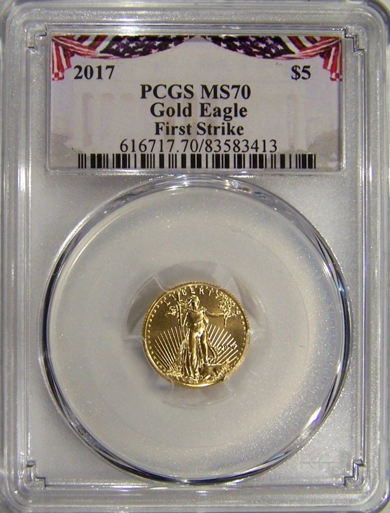2019 $5 Gold Eagle PCGS MS70 First Strike Bunting Label