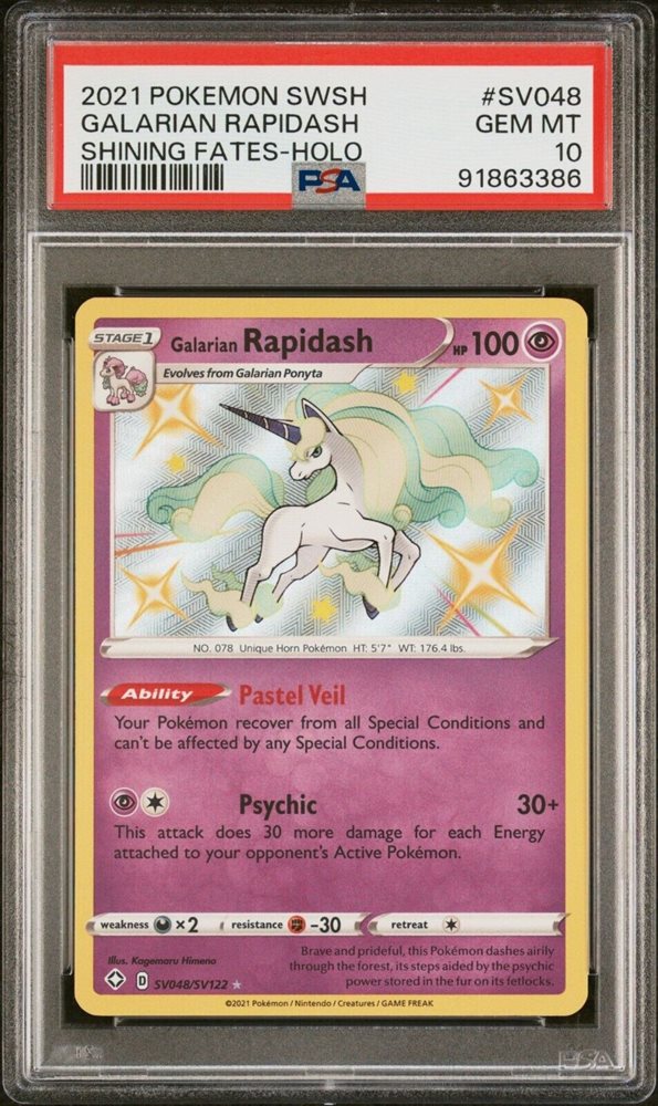 galarian rapidash pokemon card V (Alternate Full Art) Evolves from Galarian Ponyta Type Pokemon Trading Card Game 168/198