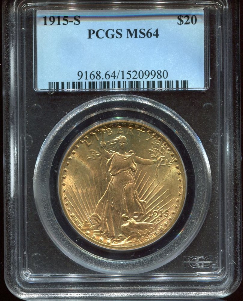 1908 $20 St Gaudens Dbl Eagle No Motto BU PCGS Prospector Label