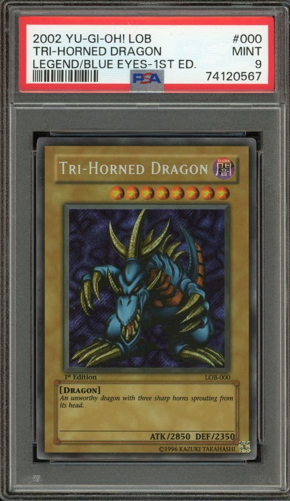 PSA9 遊戯王　旧アジア版　1st TRI-HORNED DRAGON Yu-Gi-Oh! PSA 9 Tri-Horned Dragon LOB-EN000 Legend of Blue