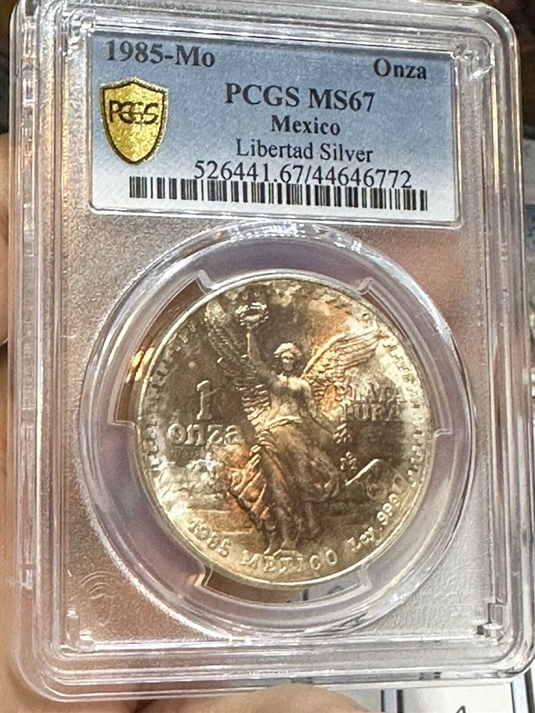 PCGS MS 67 1985年 1オンス メキシコ 勝利の女神銀貨 PCGS MS 67 1985年 1オンス メキシコ 勝利の女神銀貨