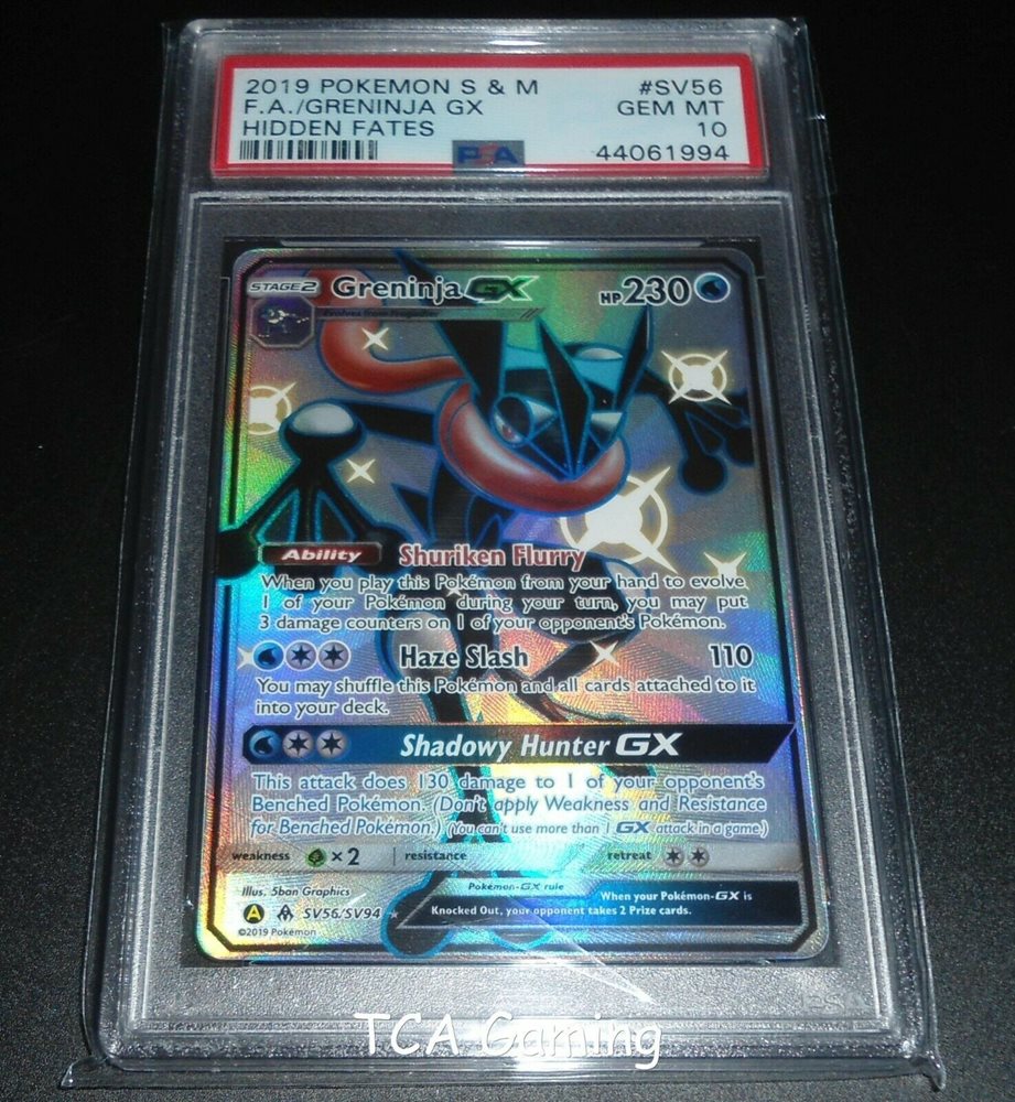Psa 10 Gem Mint Greninja Gx Sv56 Sv94 Sm Hidden Fates Shiny Holo Pokemon Card