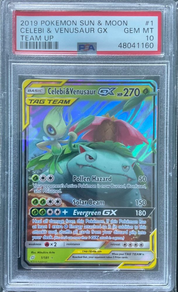 are the japanese pokemon cards worth anything Pokemon Graded Card - Celebi & Venusaur GX 001/150