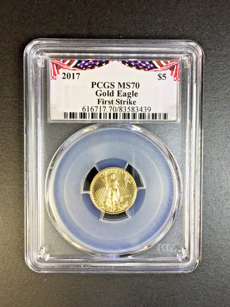 2019 $5 Gold Eagle PCGS MS70 First Strike Bunting Label