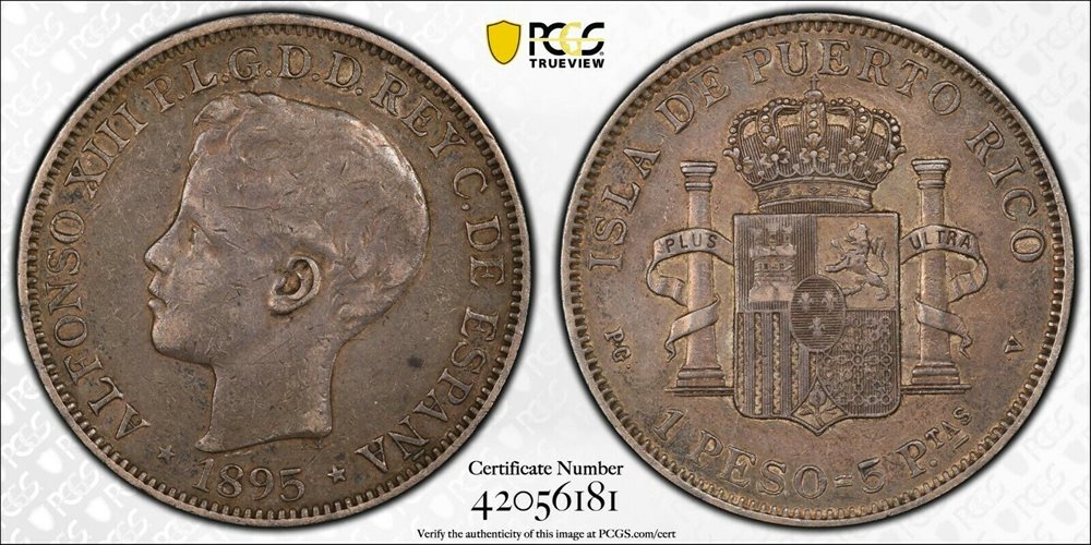 【中古】 Paineis De Lisboa EdgarNogueira 1895-PG-V Puerto Rico Peso PCGS XF45, XF45 - PCGS Auction Prices