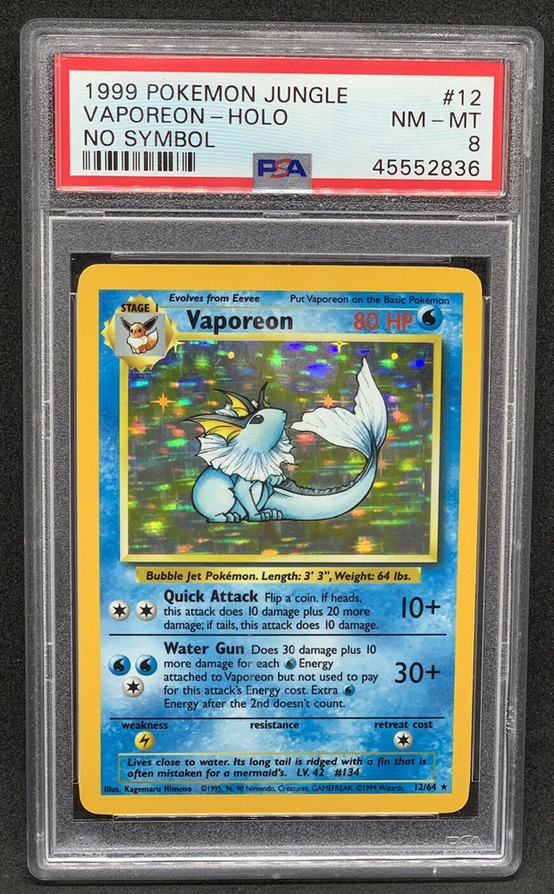 auction prices realized tcg cards 1999 pokemon jungle vaporeon holo no symbol 1999 pokemon jungle vaporeon holo no symbol