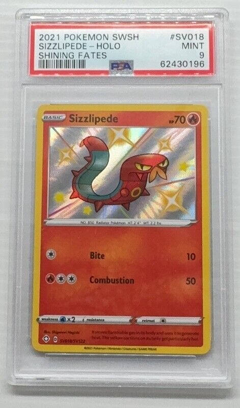 shiny sizzlipede pokemon card 047/264 Fusion Strike Toys Shiny Holo Rare Card Type Pokemon Card Japanese Sizzlipede 015/106