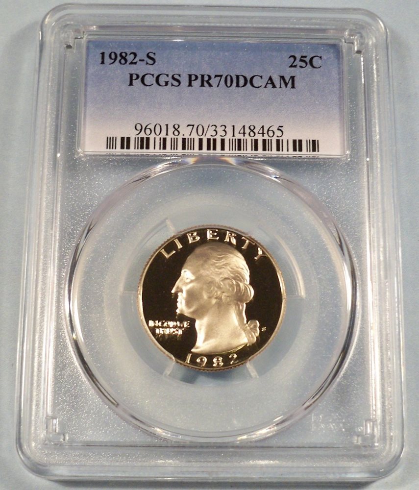 1982-S 25c PCGS PR70DCAM PROOF WASHINGTON QUARTER DEEP CAMEO PR 70