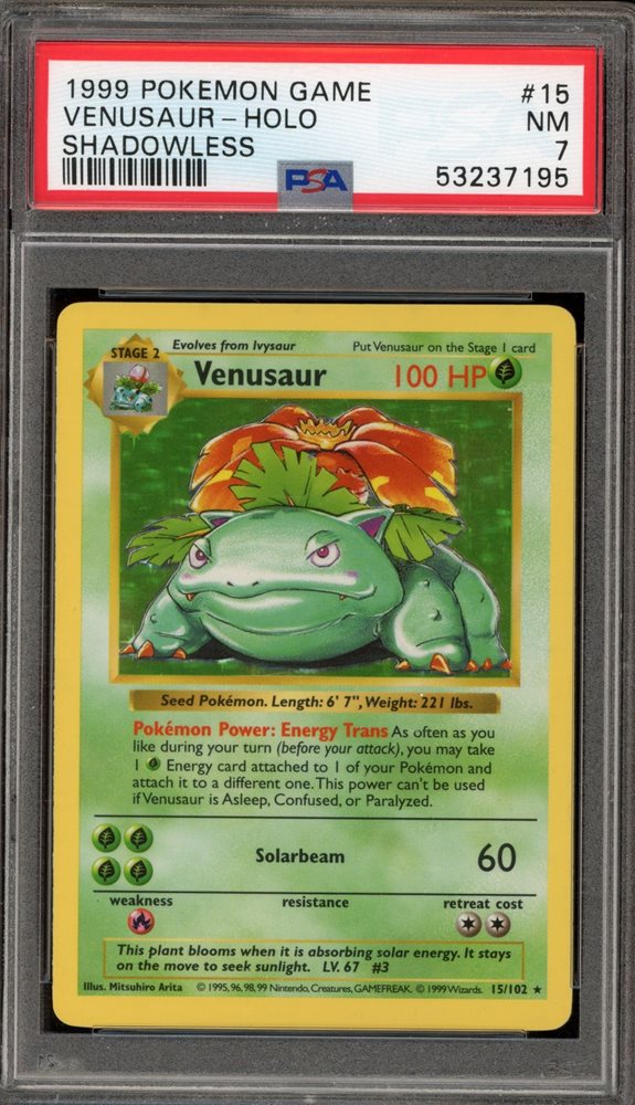 英語版初期　ポケモンカード　Venusaur shadowless holo Pokemon Card Venusaur Holo Base Shadowless 1999 15/102 MP | eBay