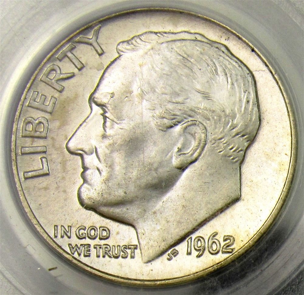 PCGS Sample Slab w/1962-D Roosevelt Dime -MS64- Mint State Coin