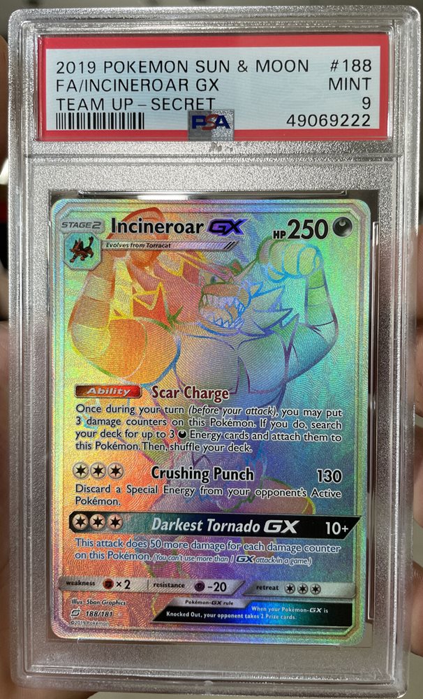 pokemon incineroar gx card Trading Game Team Up Ultra Rare Holo #97 Ability  Scar Charge Incineroar GX Hyper Rare -