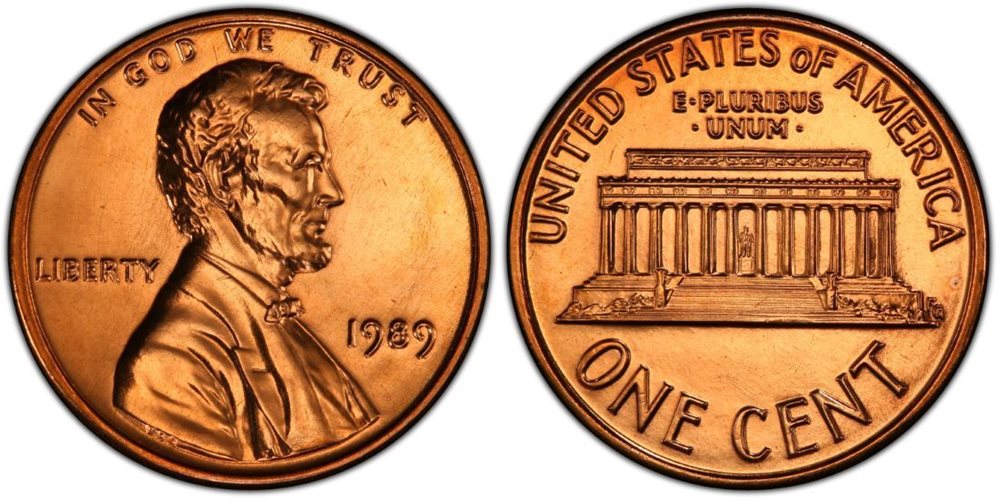 1989-P MS68 RD Red Lincoln Memorial Cent 1c Penny, PCGS Graded