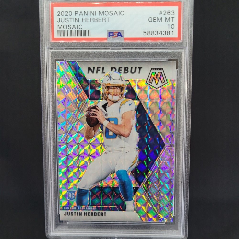 25枚限定 Mosaic Justin Herbert PSA 8 Justin Herbert 2023 Mosaic Red Sparkle National Pride #255
