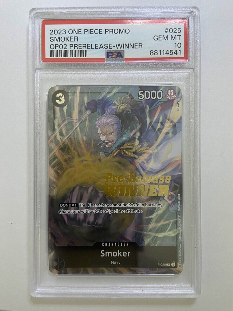 スモーカー　Pre-Release WINNER　PSA10 One Piece TCG Smoker Pre-Release Winner P-025 PSA 10 GEM