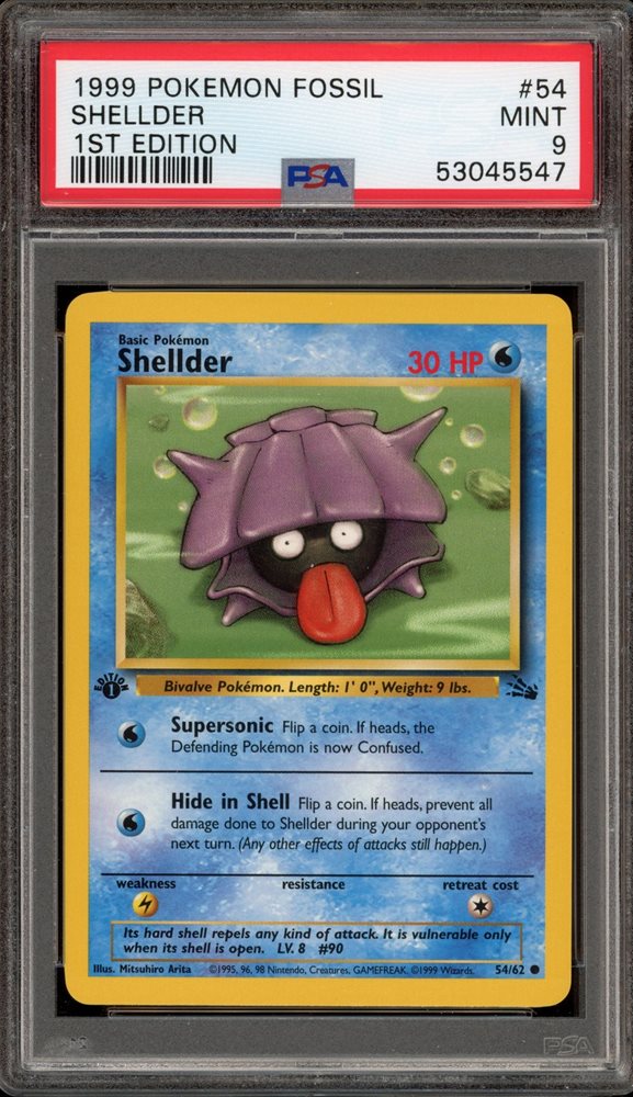 ポケモンカード 旧裏 英語版 1st Shellder(シェルダー) PSA9 Shellder 1st Edition Fossil 54/62 - 1995, 96, 98 Nintendo