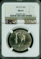 2012-P KENNEDY HALF DOLLAR NGC MAC MS67 PQ SPOTLESS .