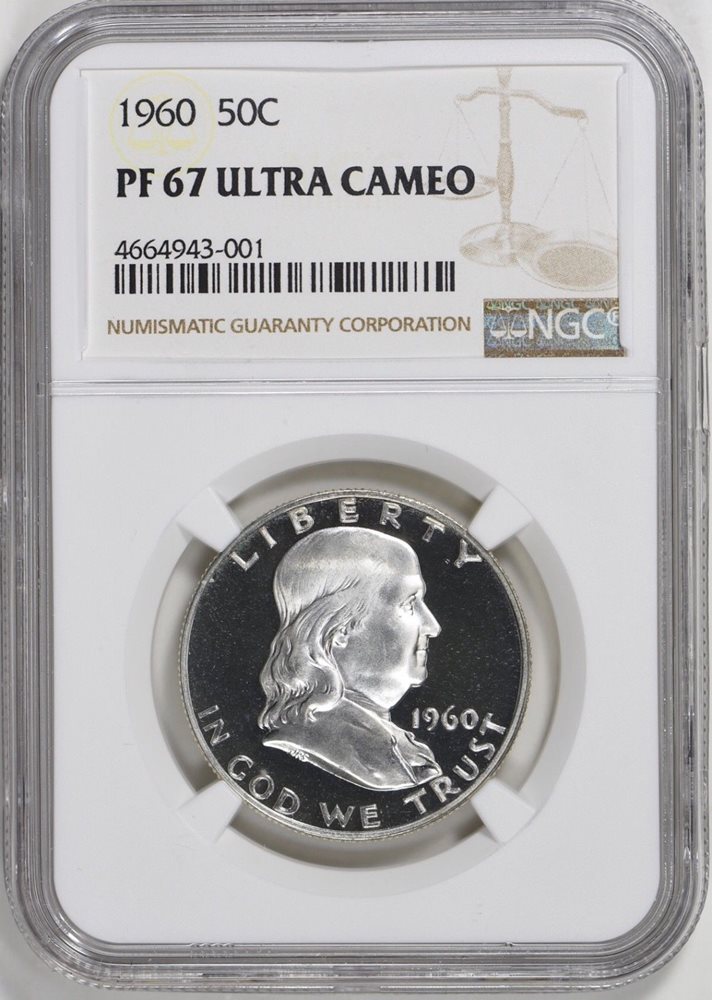 1960 50c Silver Proof Franklin Half Dollar NGC PF 67