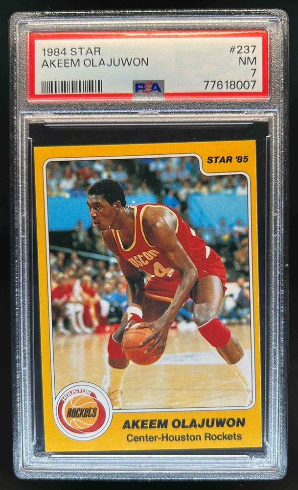その他 star85 akeem olajuwon RC!!! 1985 Star #18 Hakeem Olajuwon Rookie Card AGC 10 Gem Mint