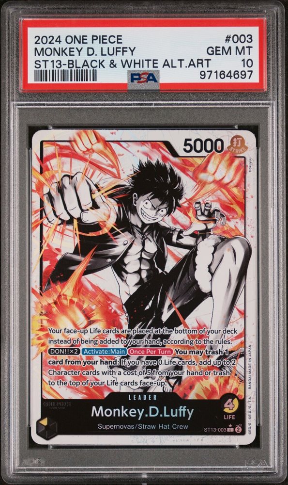 ニ*ジ様 PSA10　ALT　ルフィ　墨絵　ST13 PSA 10 Monkey D Luffy ST13-003 Black White Alt Art One Piece