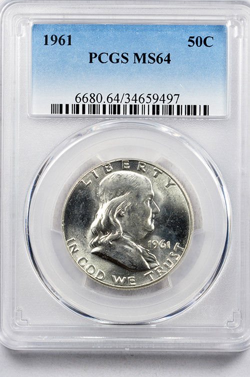 1961 D Franklin Silver Half Dollar PCGS MS64
