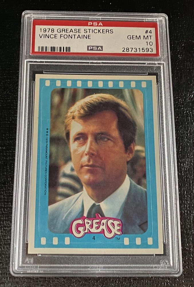 1978 Grease StIckers PSA 10 Topps Card 4 Vince Fontain