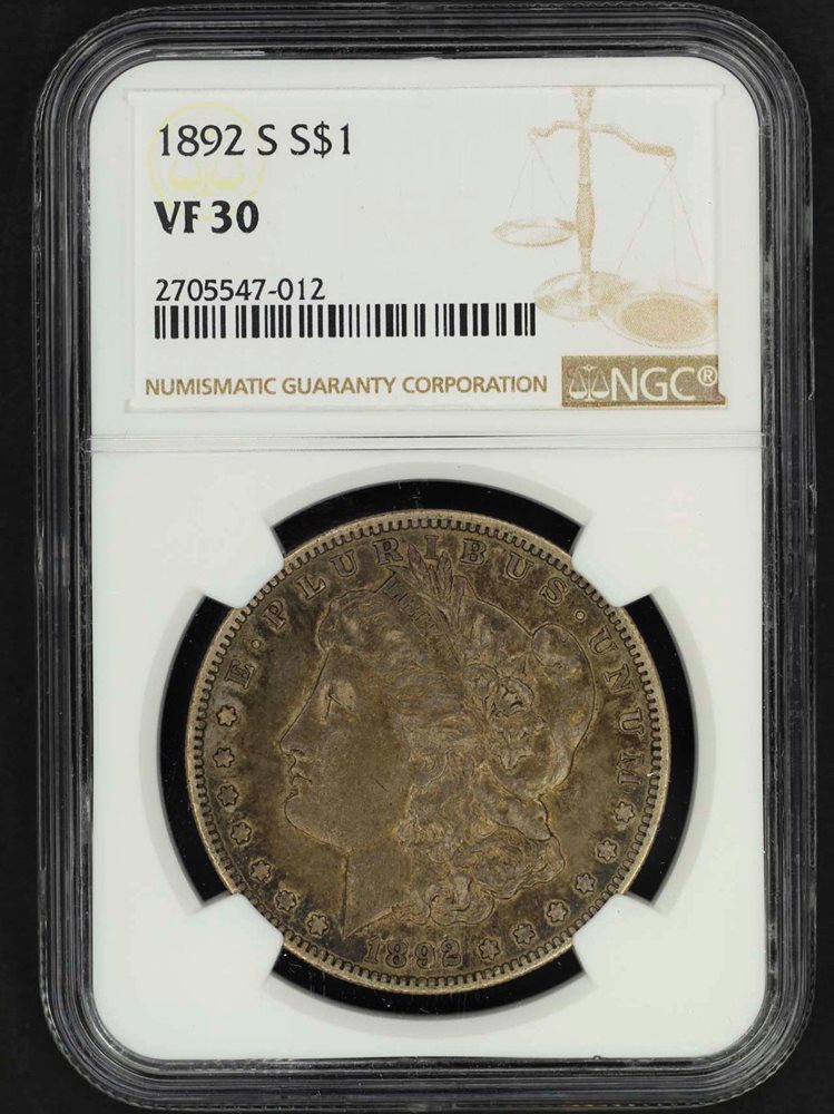セイロン島　5セント銅貨　1892 NGC VF30 1892-S Morgan Silver Dollar NGC VF-30 -157211, VF30 - PCGS