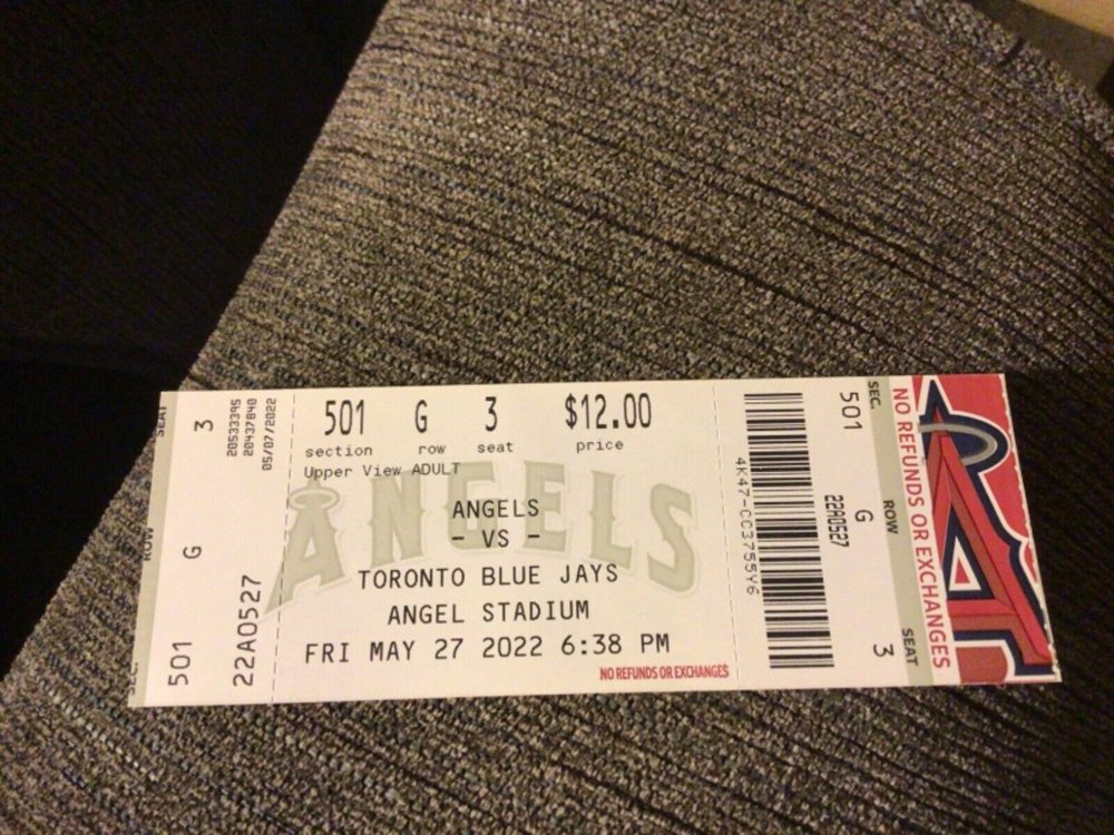 SHOHEI OHTANI LOS ANGELES ANGELS TICKET STUB 5/27/2022
