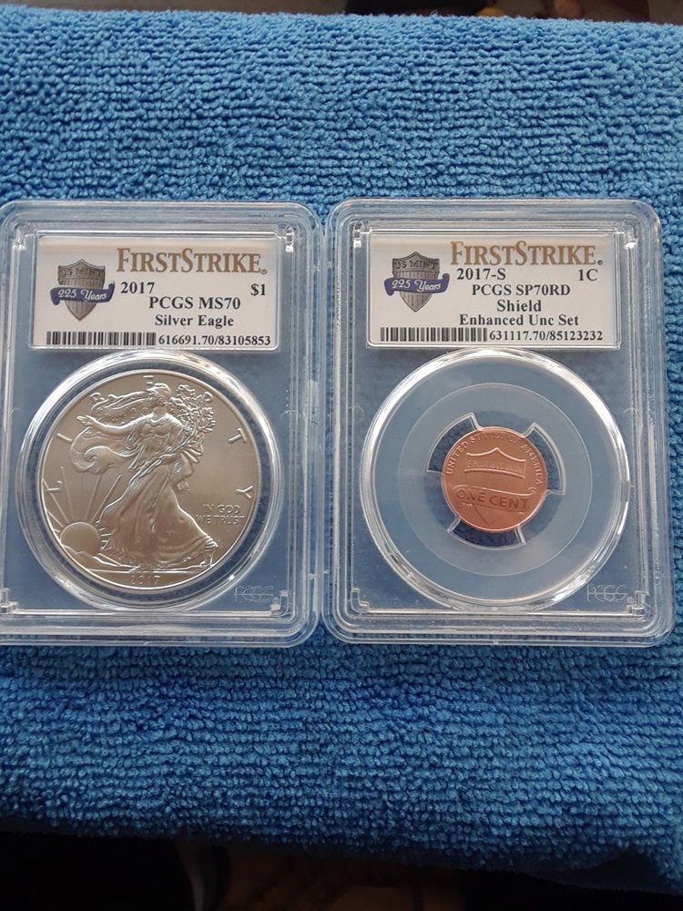 2017-S LINCOLN CENT PENNY SP70RD 2017 SILVER EAGLE MS70 BOTH FIRST