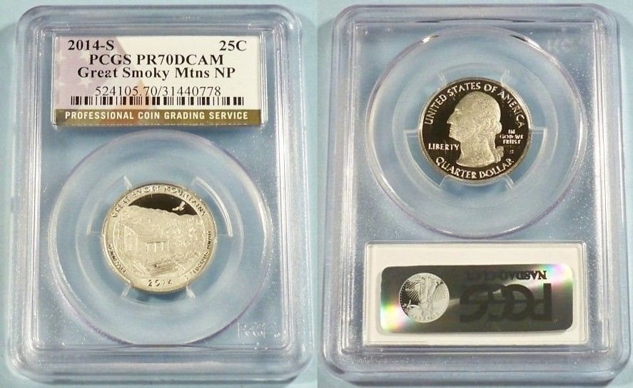 2014 S NP Great Smoky Mountains Clad Quarter PCGS Graded PR69 DCAM Proof 25 C