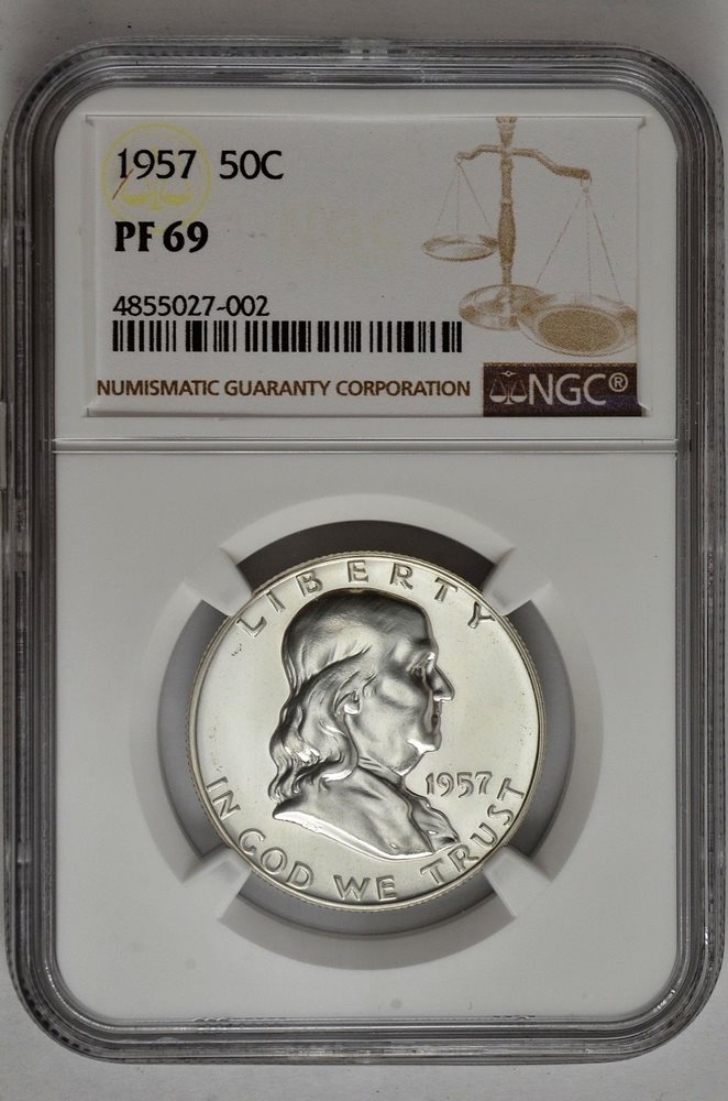1957 PROOF 90/% SILVER PROOF FRANKLIN HALF DOLLAR